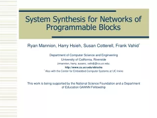System Synthesis for Networks of Programmable Blocks