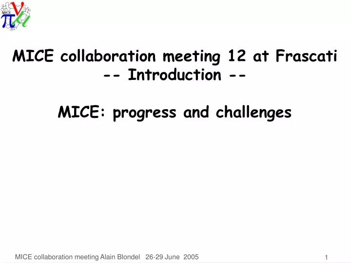 mice collaboration meeting 12 at frascati