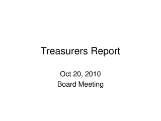 Treasurers Report