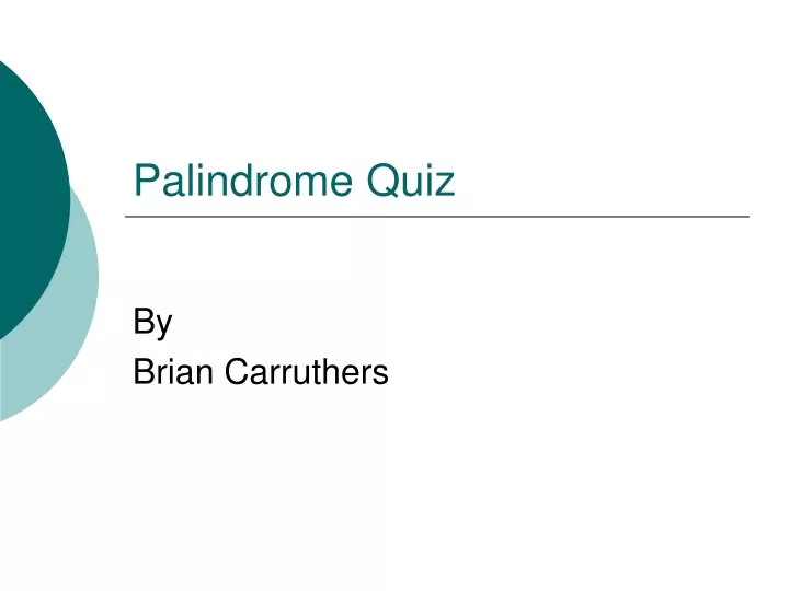 palindrome quiz