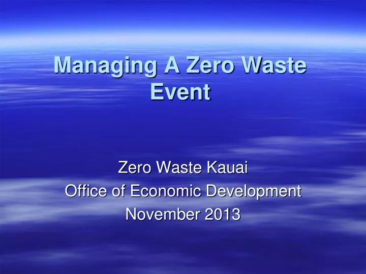managing a zero waste event