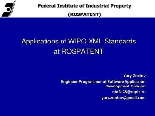 Applications of WIPO XML Standards at ROSPATENT