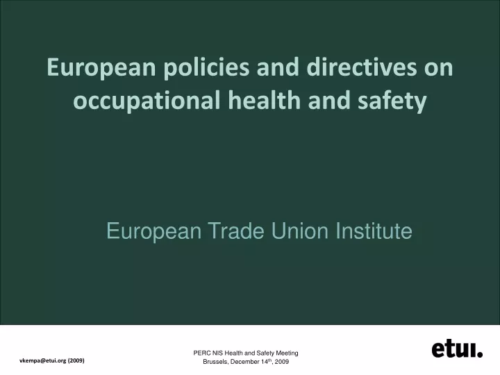 european policies and directives on occupational