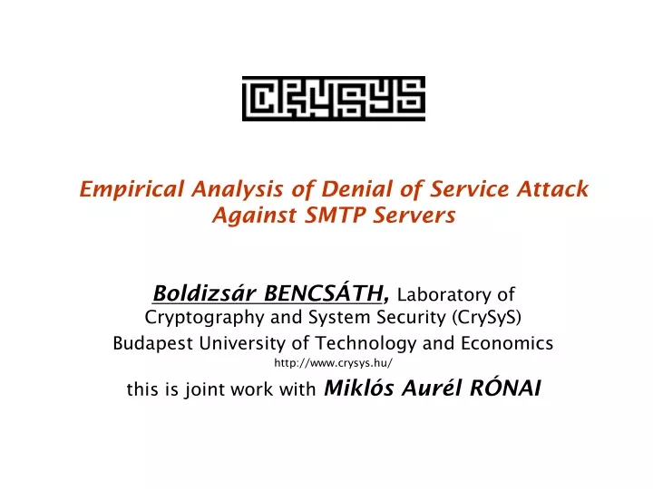 empirical analysis of denial of service attack against smtp servers