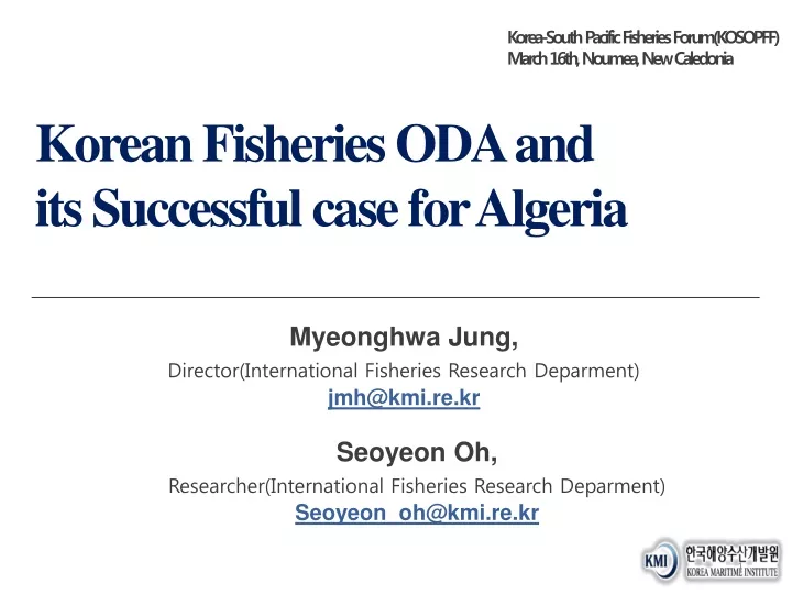 korean fisheries oda and its successful case for algeria