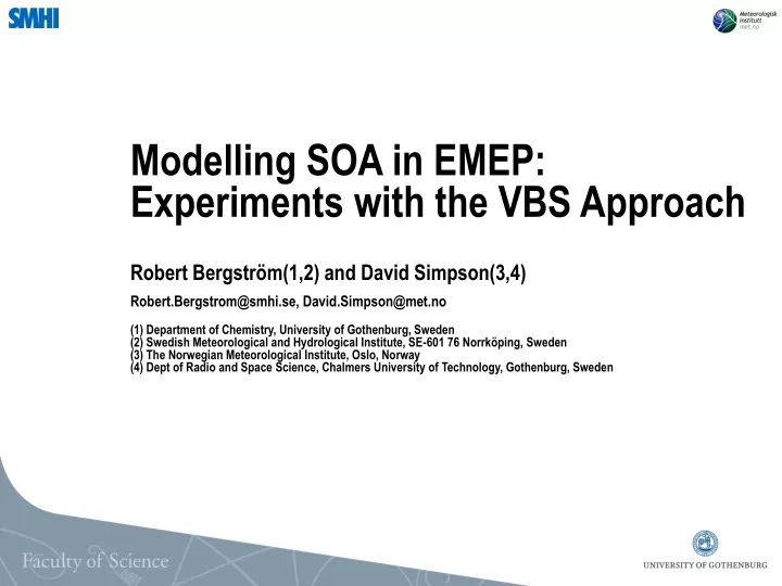 modelling soa in emep experiments with