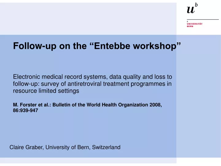 follow up on the entebbe workshop