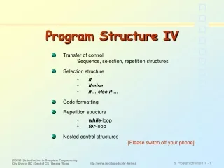 Program Structure IV