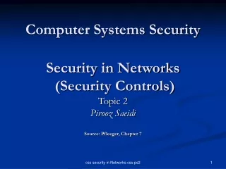 Computer Systems Security Security in Networks  (Security Controls)