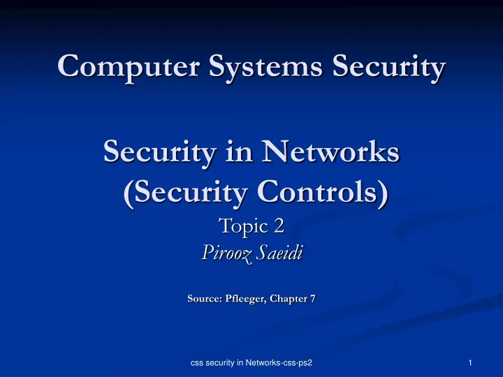 computer systems security security in networks security controls