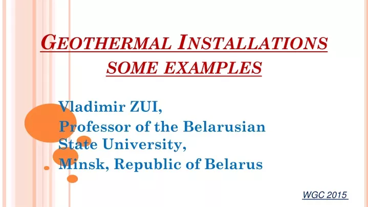 geothermal installations some examples