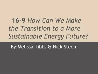 16-9  How Can We Make the Transition to a More Sustainable Energy Future?