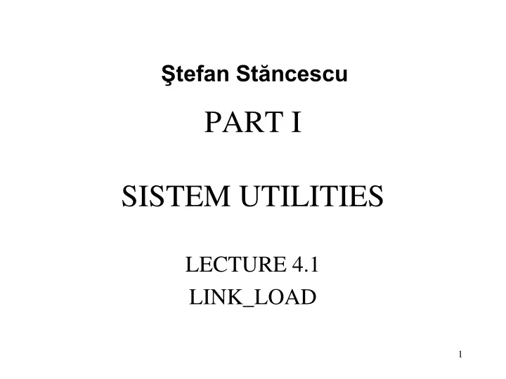 part i sistem utilities