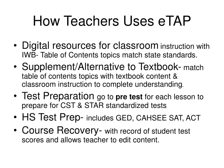 how teachers uses etap