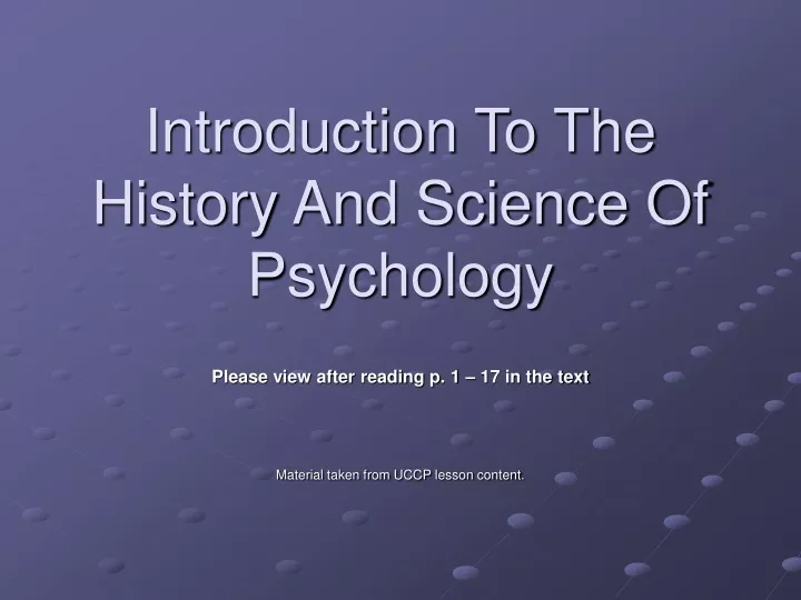 introduction to the history and science of psychology