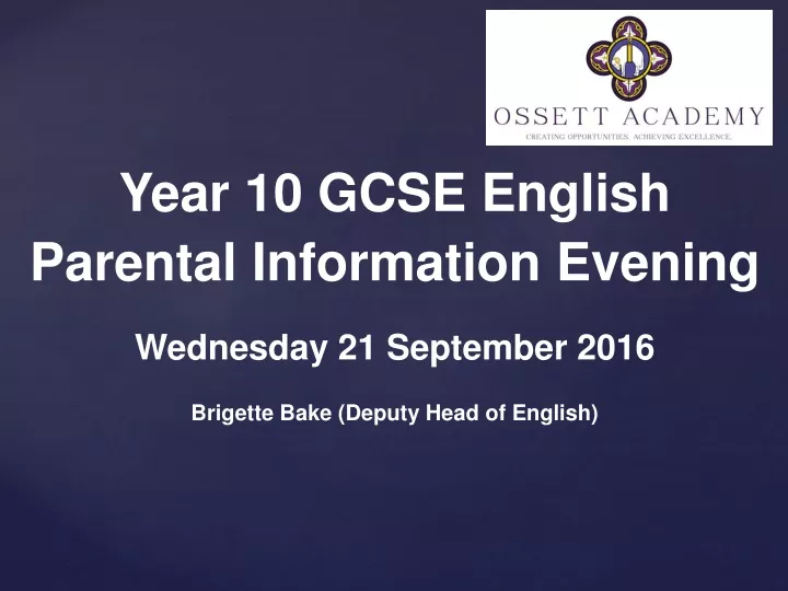 year 10 gcse english parental information evening