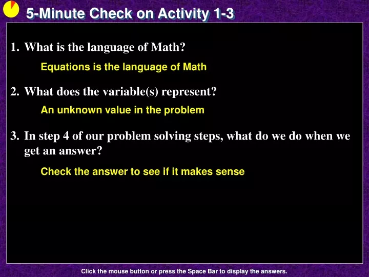 5 minute check on activity 1 3