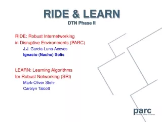 RIDE &amp; LEARN DTN Phase II