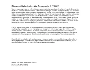 [Rhetorical Balkanization: War Propaganda 1917-2005]