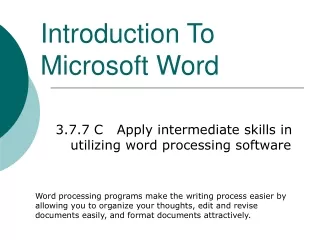 Introduction To Microsoft Word