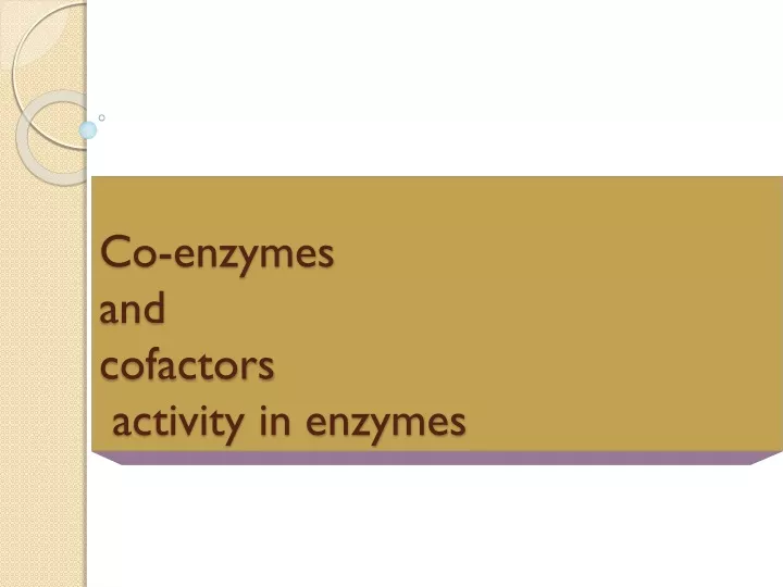 co enzymes and cofactors activity in enzymes