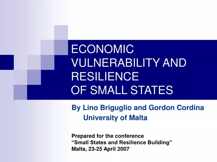 economic vulnerability and resilience of small states