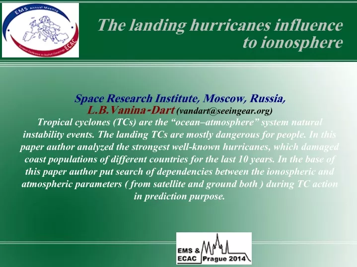 the landing hurricanes influence to ionosphere