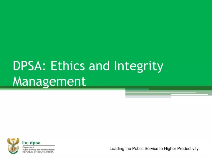 dpsa ethics and integrity management