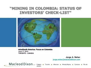 “MINING IN COLOMBIA: STATUS OF INVESTORS’ CHECK-LIST&quot;