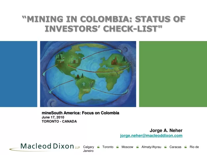 mining in colombia status of investors check list