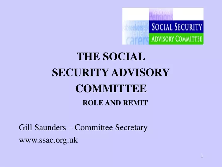 the social security advisory committee role