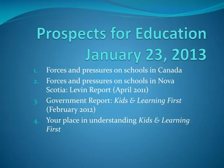 prospects for education january 23 2013