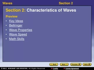 Section 2:  Characteristics of Waves