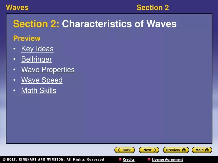 section 2 characteristics of waves