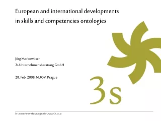 European and international developments  in skills and competencies ontologies