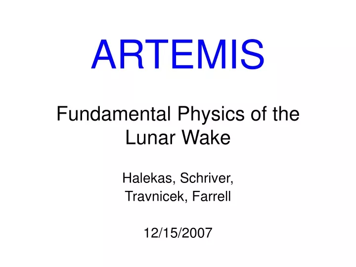 artemis fundamental physics of the lunar wake