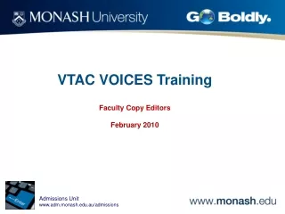 VTAC VOICES Training Faculty Copy Editors February 2010