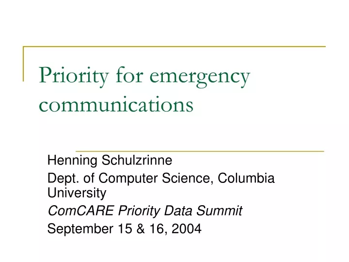 priority for emergency communications