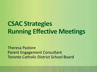 CSAC Strategies Running Effective Meetings