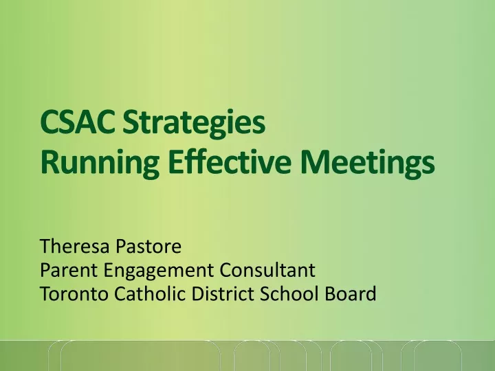 csac strategies running effective meetings