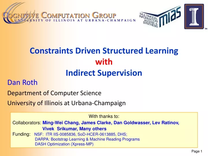 constraints driven structured learning with indirect supervision