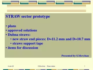 STRAW sector prototype  plans  approved solutions  Dubna straws: