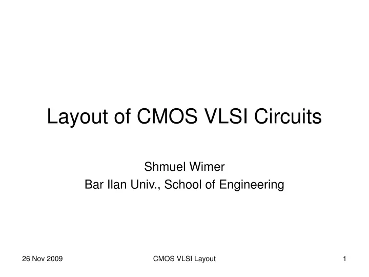 layout of cmos vlsi circuits