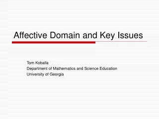 Affective Domain and Key Issues