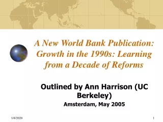 A New World Bank Publication: Growth in the 1990s: Learning from a Decade of Reforms