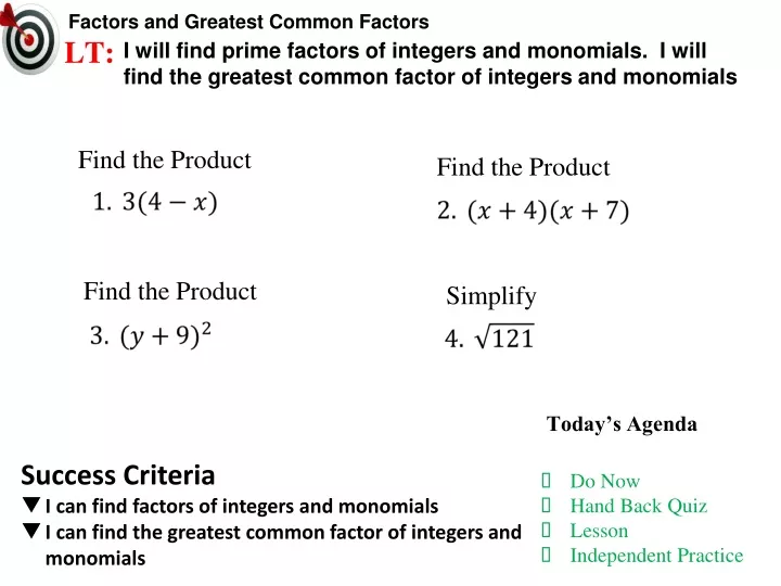 factors and greatest common factors