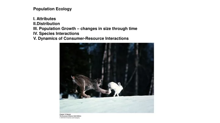 population ecology i attributes ii distribution