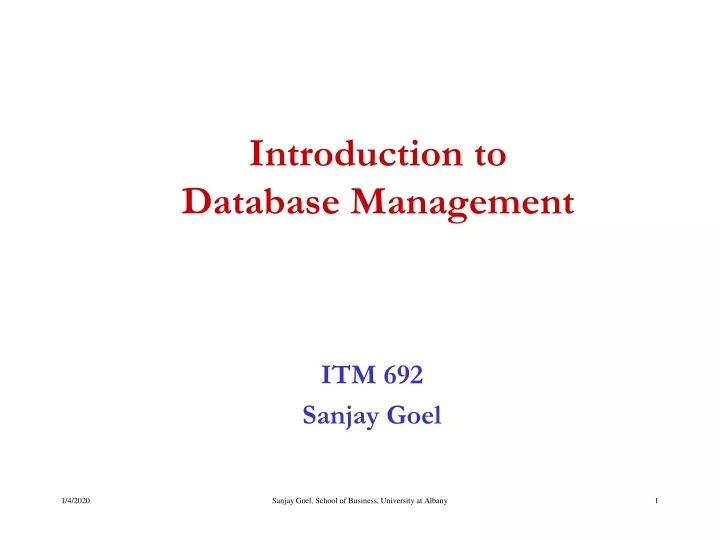 introduction to database management