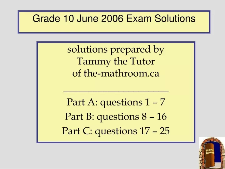 grade 10 june 2006 exam solutions