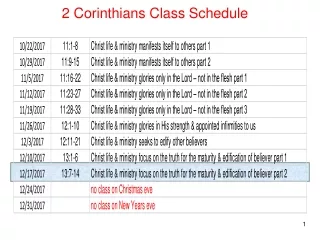 2 Corinthians Class Schedule